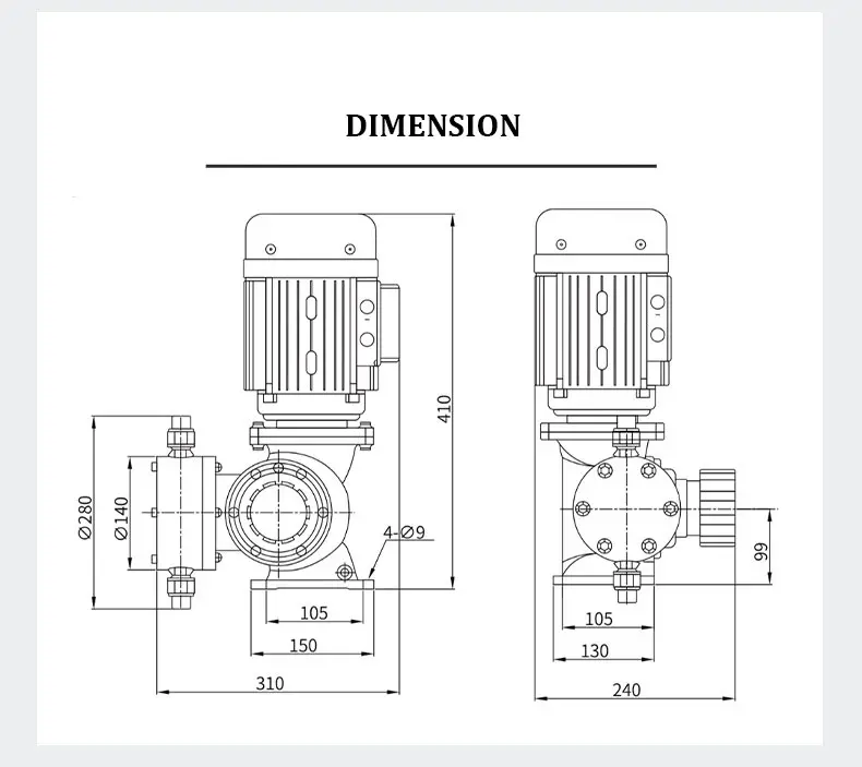mechanical dosing pump dimension